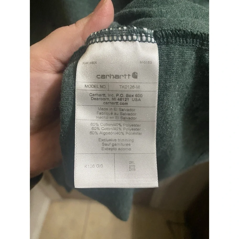 Carhartt Long Sleeve Work Shirt Mens Loose Fit Green Long Sleeve Pocket Sz 2XL